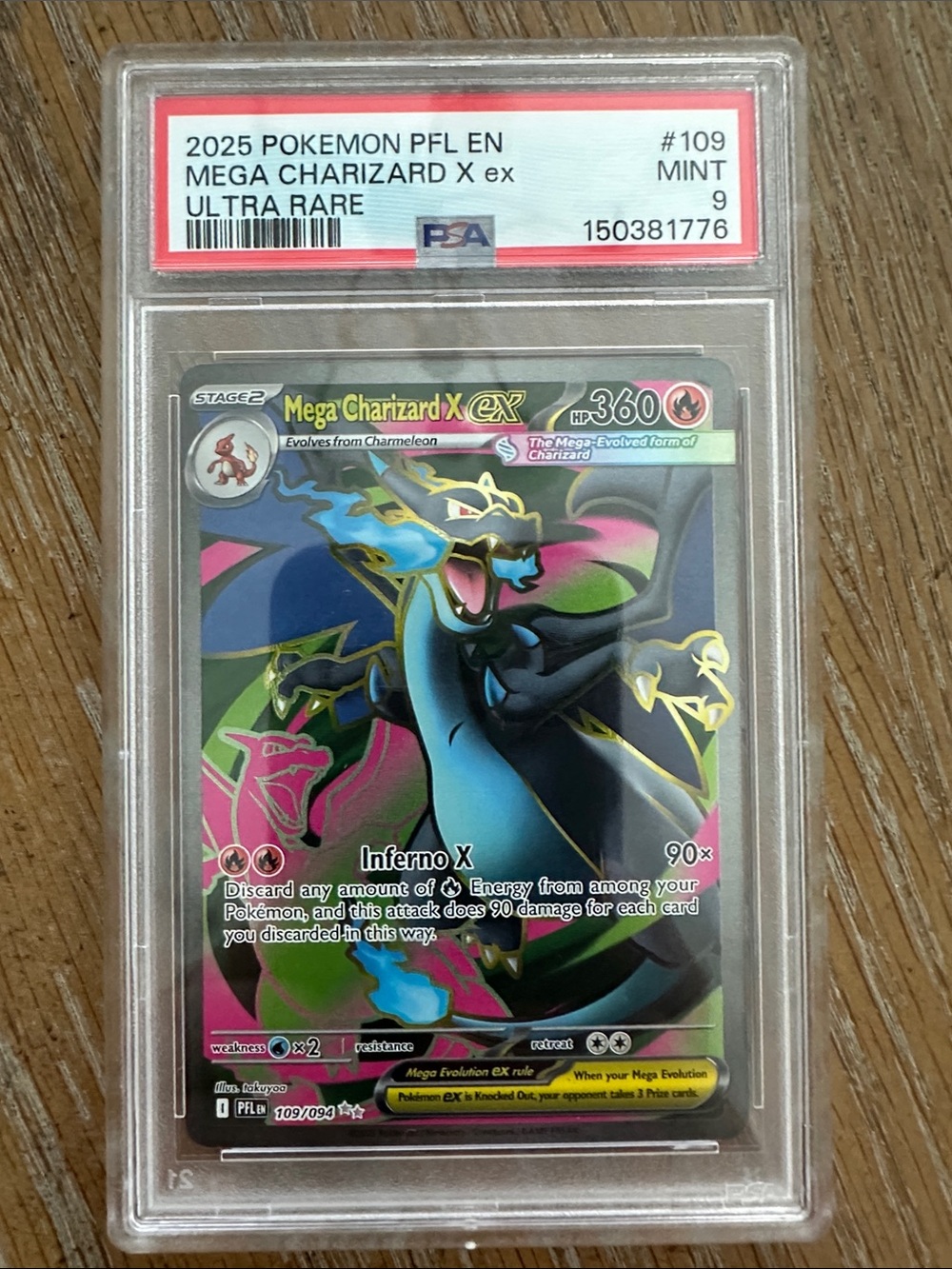 Mega Charizard X eX 2025 Ultra Rare Graded Card - PSA 9 Mint (Blue/Black)